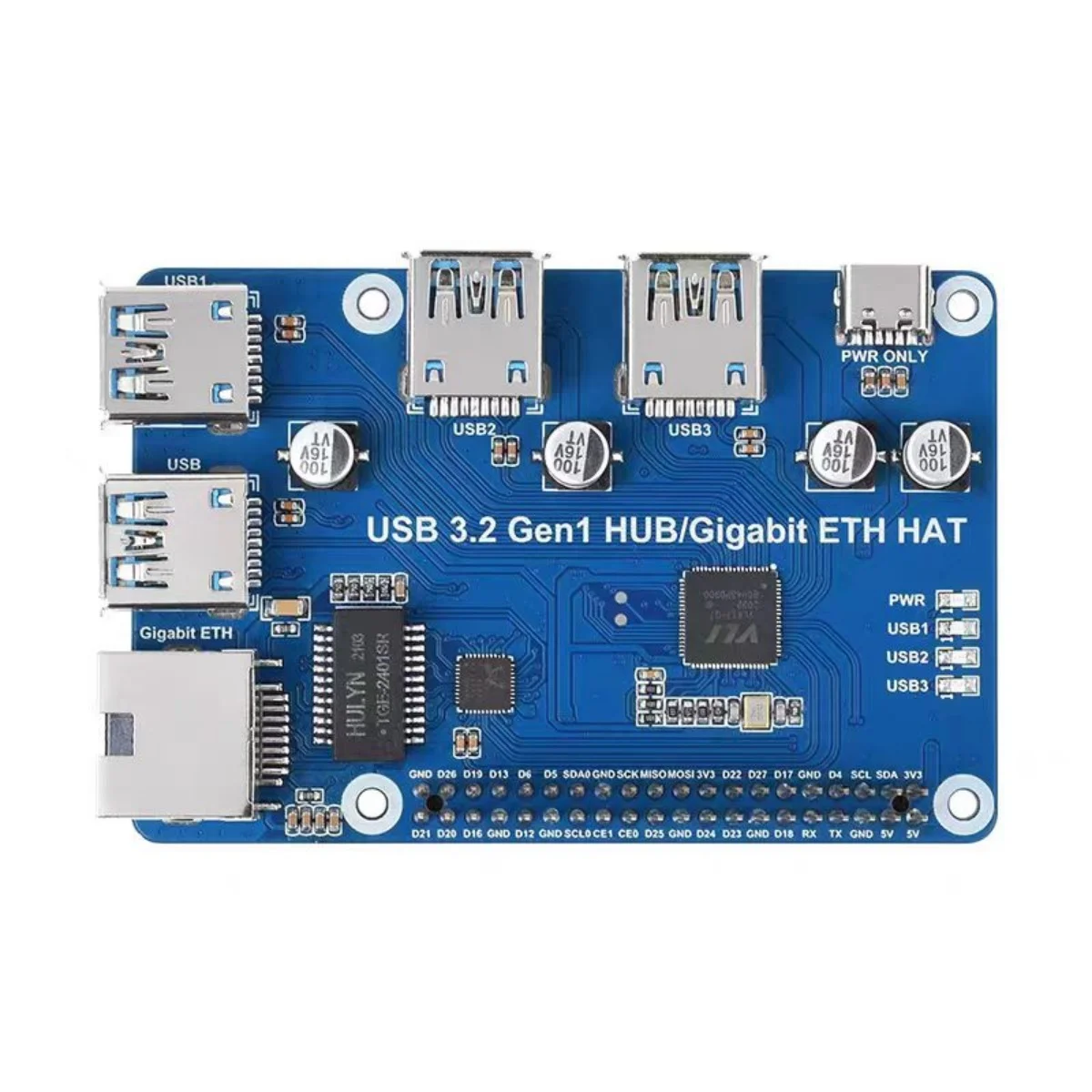 Raspberry Pi 4 USB Expansion Board USB 3.0 Gigabit Ethernet Port Drive Free 4-port HUB Distribution Hub