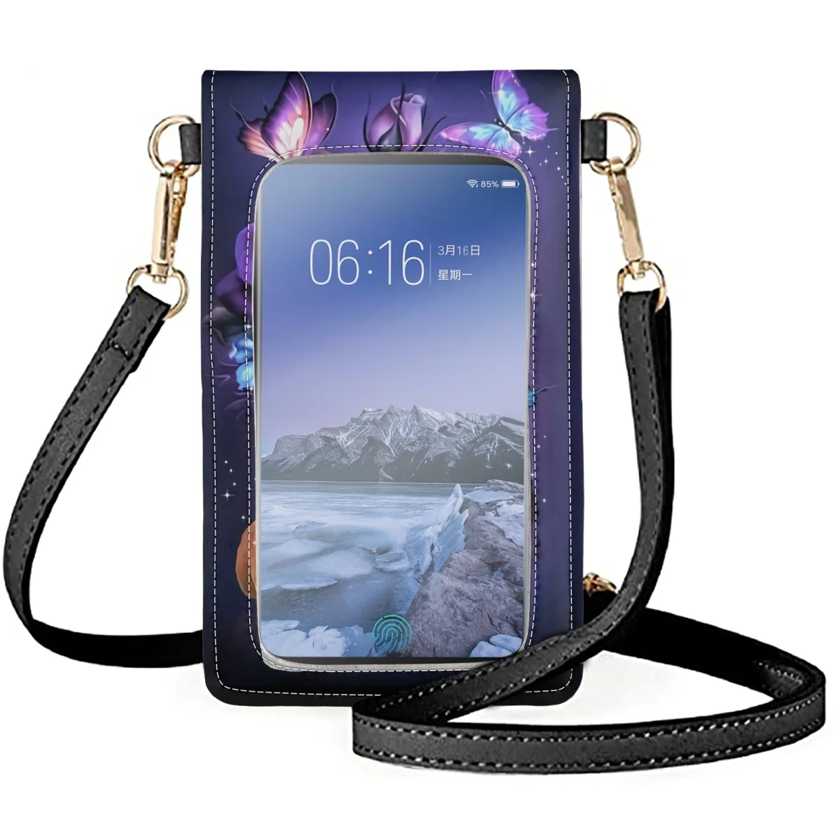 FORUDESIGNS Purple Rose Romantic Mobile Phones Bags Animal Horse Dog 3D Pattern Messenger Bag Female To Protect Your Phone