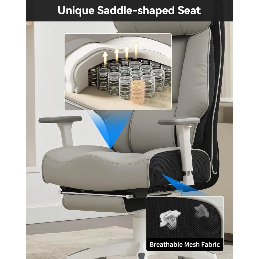 كرسي مكتب كبير وطويل بوزن 400 رطل مع مسند للقدمين، كرسي مكتب تنفيذي عالي الظهر مع وسادة زنبركية سميكة للغاية، Ergon #6