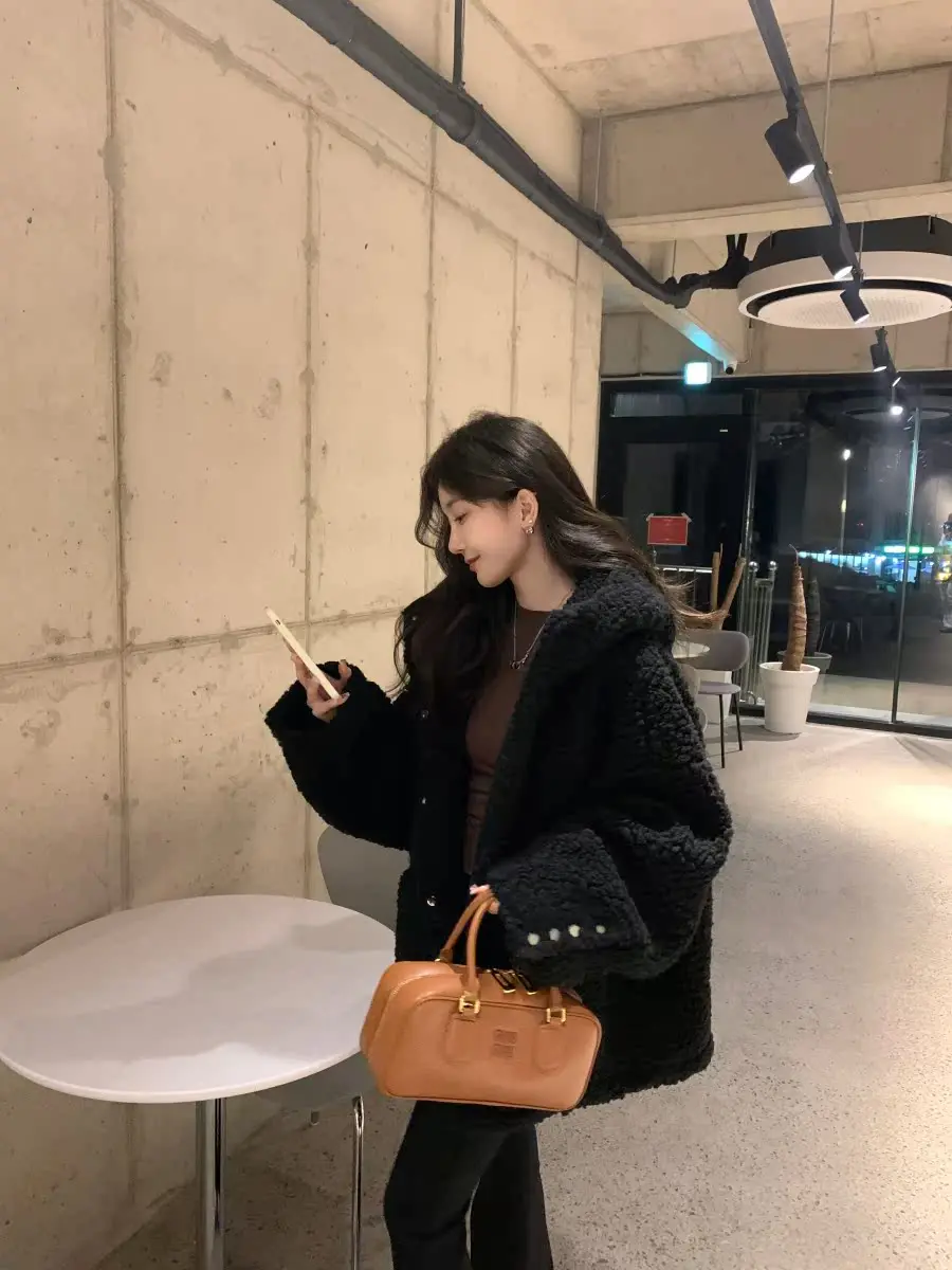 

Женское пальто с капюшоном x Stevens Thiened Lamb Fur Jaet Particle Fce, зимняя теплая повседневная верхняя одежда Long Sve