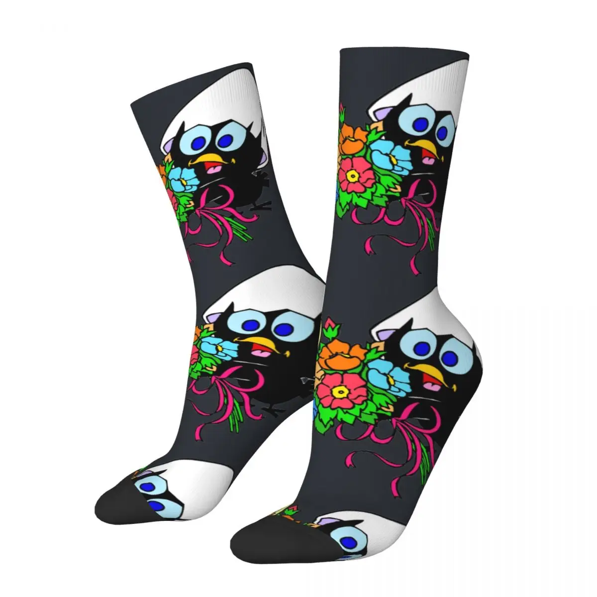 Funny Men's compression Socks Priscilla And Calimero Vintage Harajuku Animation Kalimaro Hip Hop Novelty Casual Crew Crazy Sock