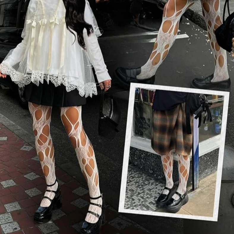 

Spicy Girls Tight Breathable Pantyhose Celebrity Fishnet Bodystockings Womens High Waisted Straps Socks Black White Hosiery