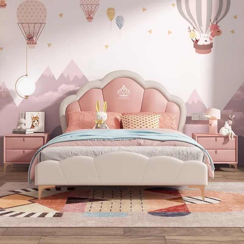 Normal Decoration Kids Beds Wooden Safety Simple Single Design Children Beds Princess Modern Camas Infantiles Furniture Home