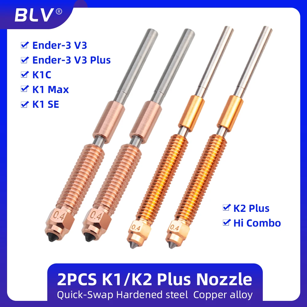 

BLV®Hardening steel K1C K2 Plus Nozzle Quick-Swap for K1C Ender-3 V3 K2 Plus Swift Installation High-Flow Printing Upgraded