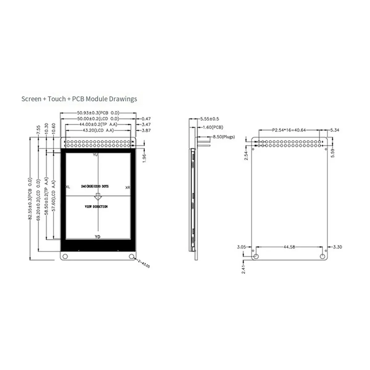 2.8 Inch ST7789V LCD TFT Touch Display Module 240x320 Touch Screen RGB 4-Wire Resistive Touch Screen