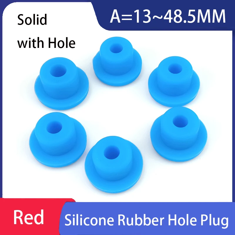 

1-50pcs Blue T-type Solid/with Hole Silicone Rubber Plug Food Grade Rubber Stopper Sealing Plug Dustproof Rubber Cap 13~48.5MM