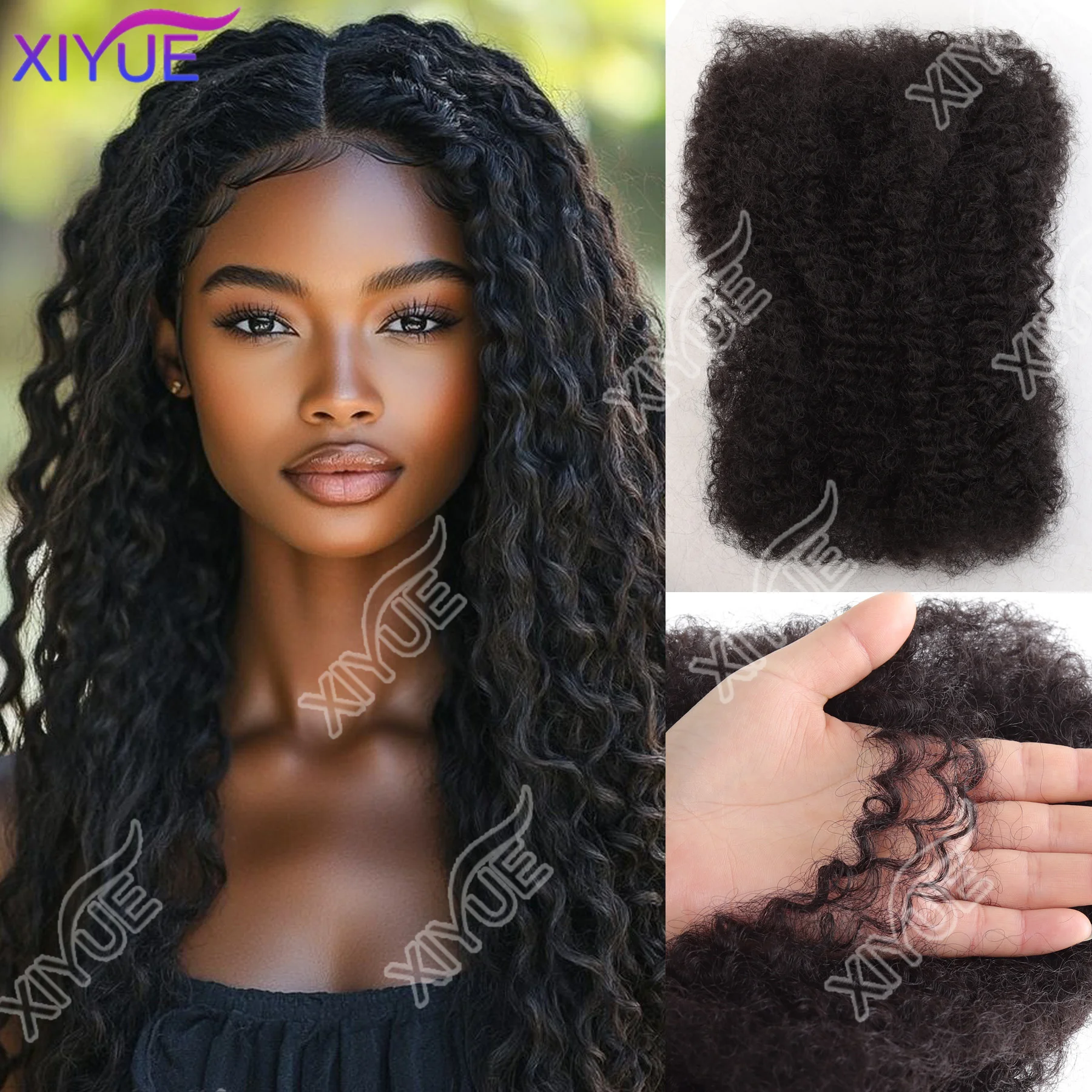 XIYUE Bulk synthetic Hair for Dreadlock Extensions Loc Repair Braiding Twist Tight Afro Kinky synthetic Hair for Loc