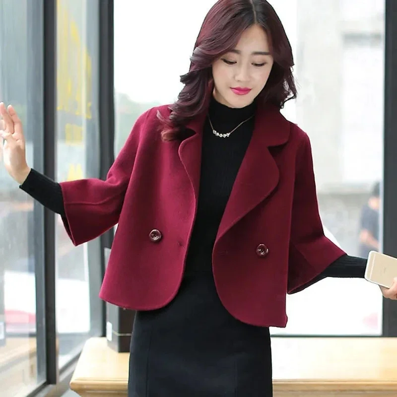 Female Autumn Women's Woolen Coat Elegant Women's Blazers Short Jacket Slim Suit Jacket 2025 Spring Suit jacket A Button ZT279