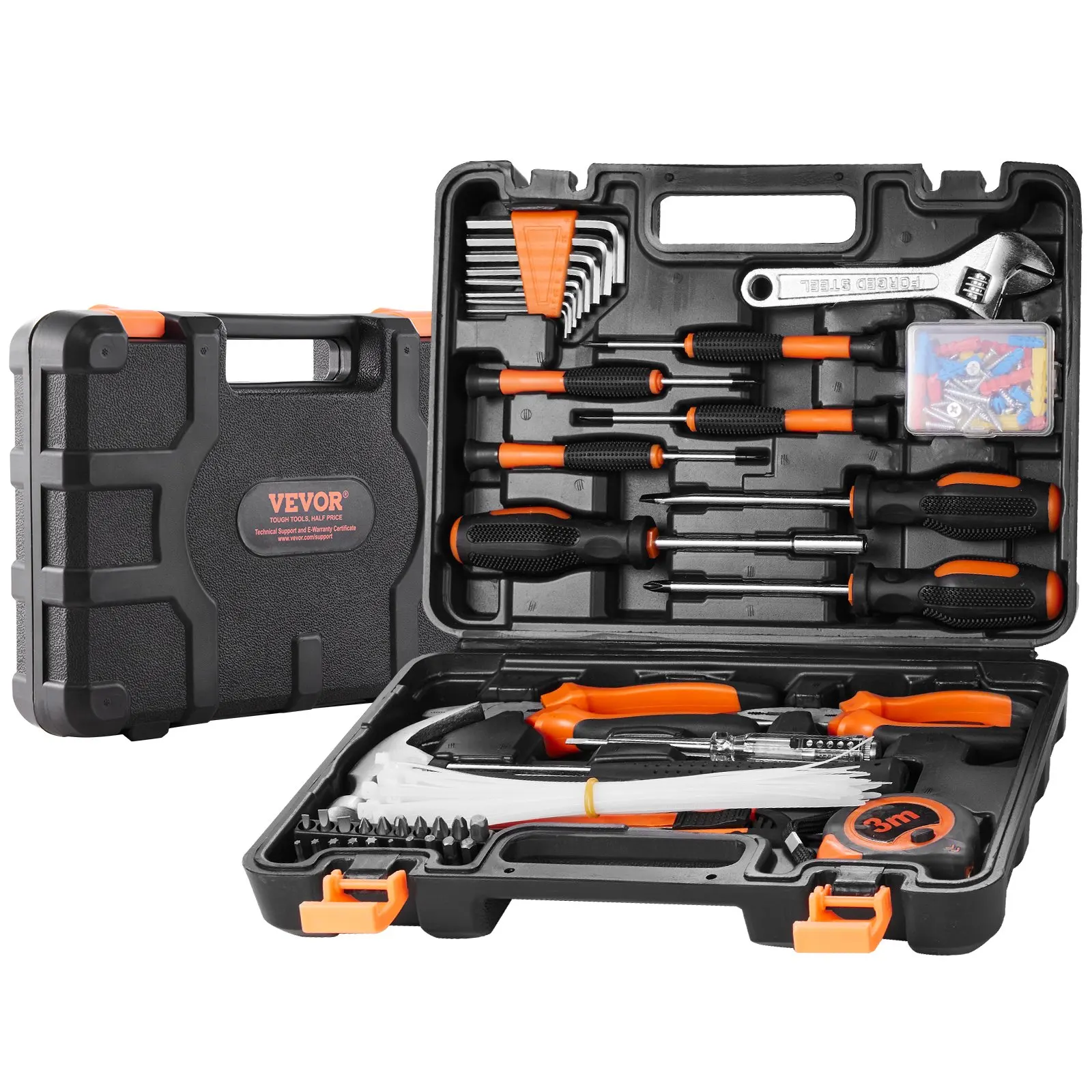 VEVOR Tool Kit 132/216 Piece General Household Hand Tool Set with Portable Tool Case for DIY Projects and Automotive Repair