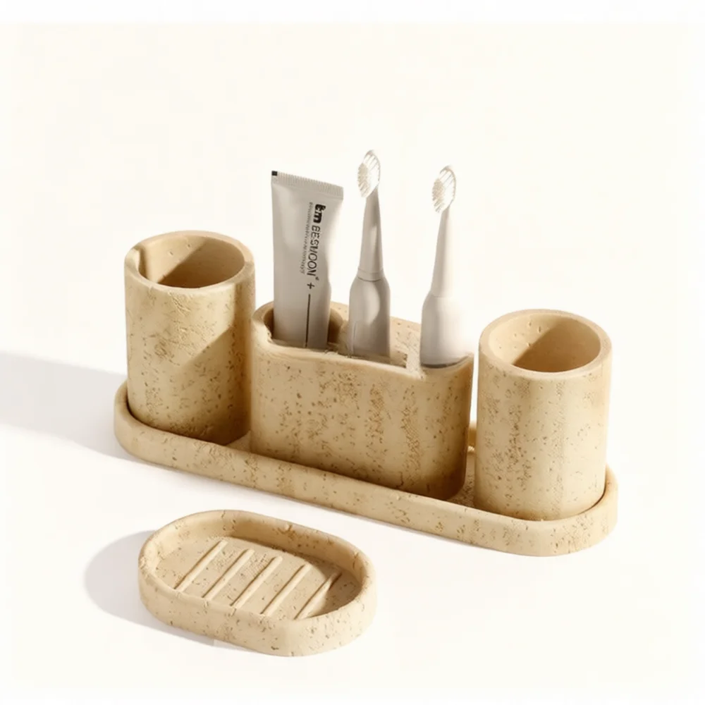 Zara Home Bathroom Set - Elegant Travertine Bathroom Set Decorative Stone