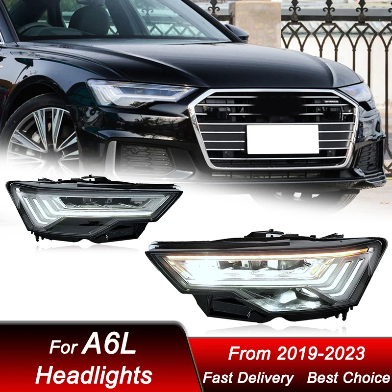 

Горячие автомобильные фары для Audi A6 A6L C8 19-24, новый стиль, полностью светодиодная сборка, обновление, комплект аксессуаров для линз проектора с высокой настройкой