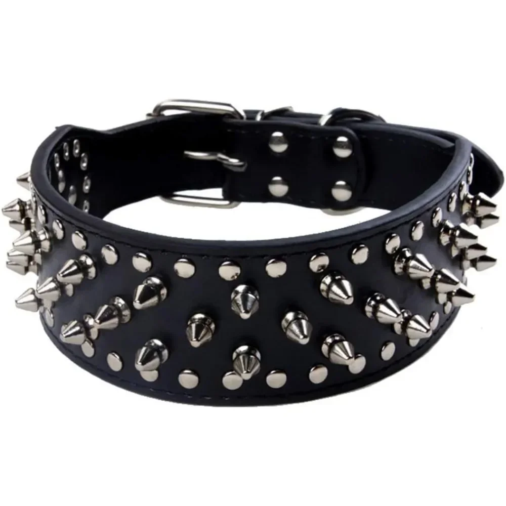 3pcs Set Dogs Kingdom Spiked Studded Dog Harness Collar Chain Walking Training Adjustable Leather Dog Pet Collar Harness Leash - view 4
