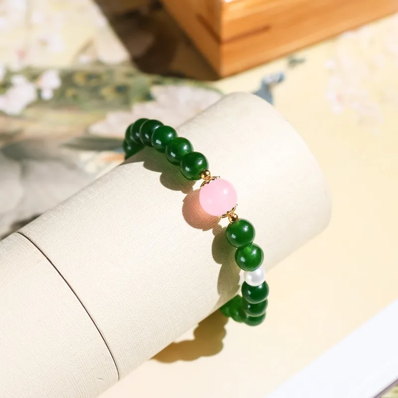 

Jasper Jade Bracelet with Pearl Powder Bracelet, Personalized Versatile Men's and Women's Bracelets