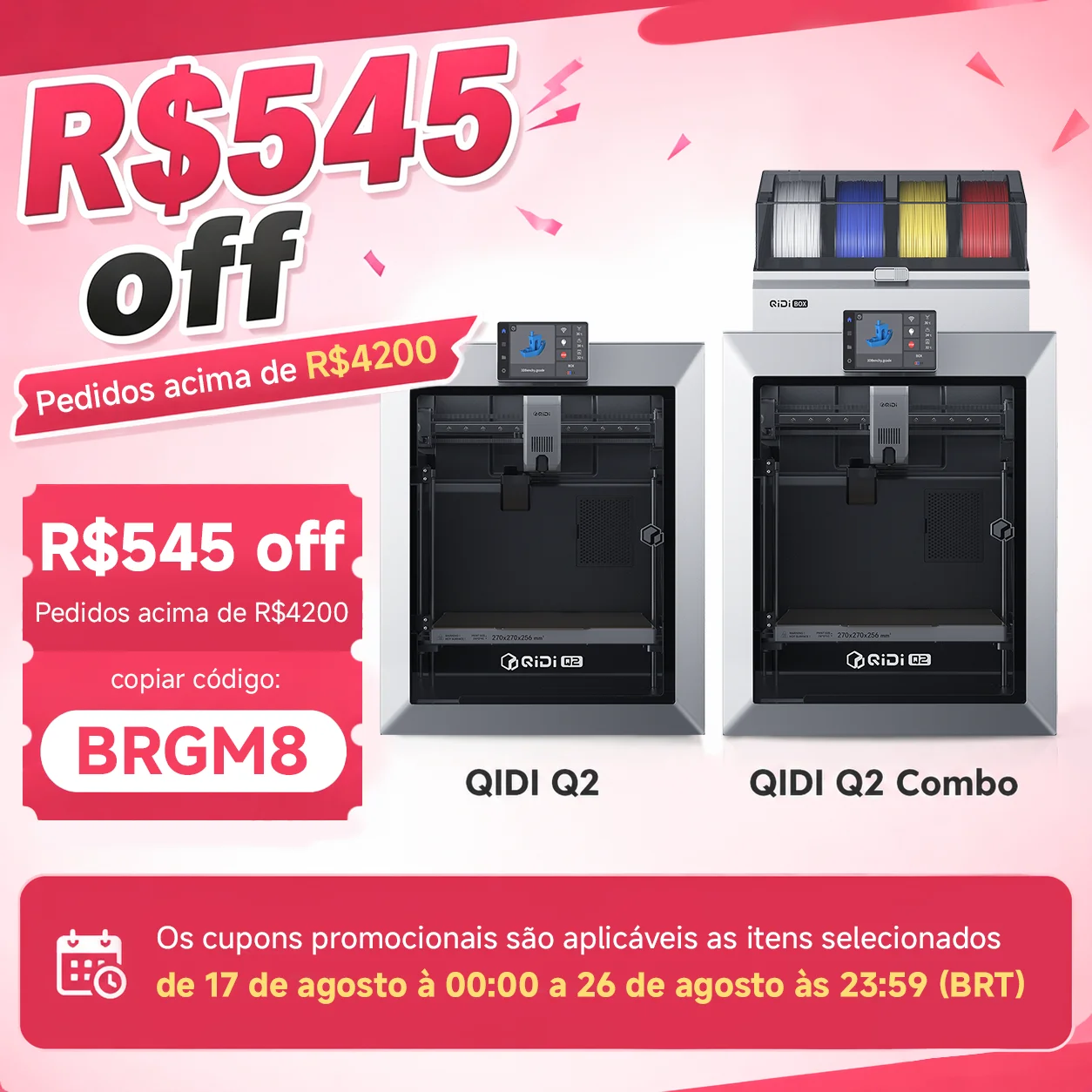 Impressora 3D Original QIDI Q2 ou Q2 Combo, Impressora 3D Rápida CoreXY Enclausurada 370 ° C Hotend 65 ° Câmara C Multi-Material Pronta para Uso