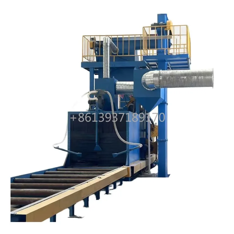 Steel Structure H Beam Angle Square/Round Pipe Shot Blasting Machine with Manual Cleaning Engine Motor Gearbox Core Components