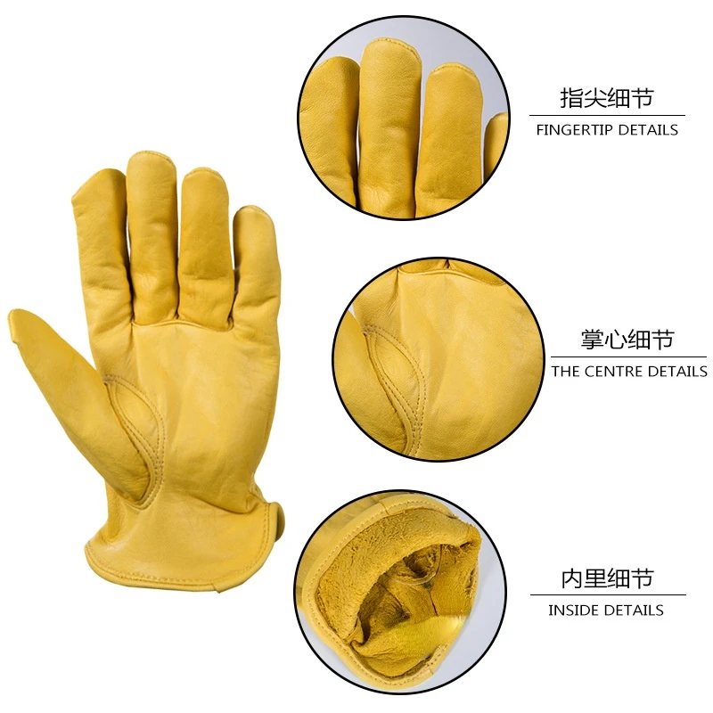 Leather Work Gloves Working Welding Safety Protective Gloves for Motorcycle Wood Cutting Construction Driving Garden 5002