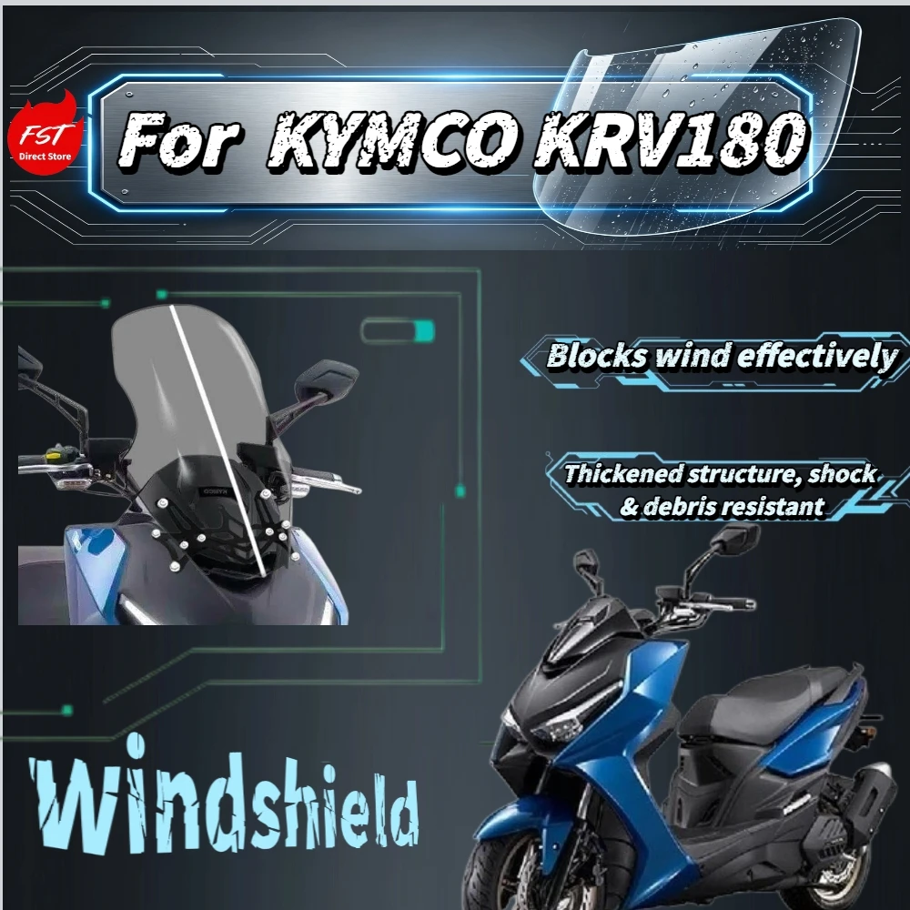 For Kymco KRV180 Modified Windshield Mirror Relocate Raised Clear Windscreen Chest Guard