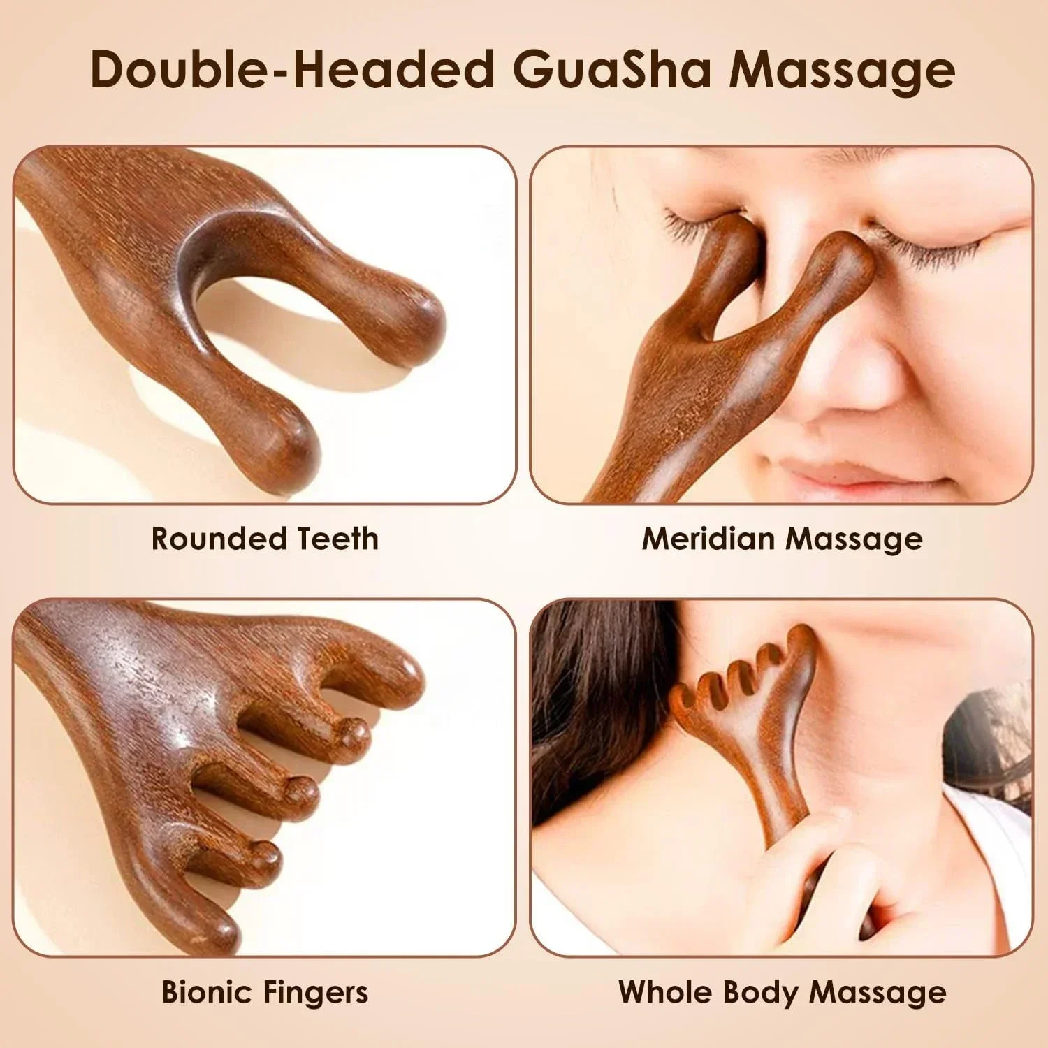 Scalp Massager Comb For Head Face Eye Jaw Neck, Gua Sha Comb Guasha Body Massager Natural Sandalwood Scalp Massager Tool