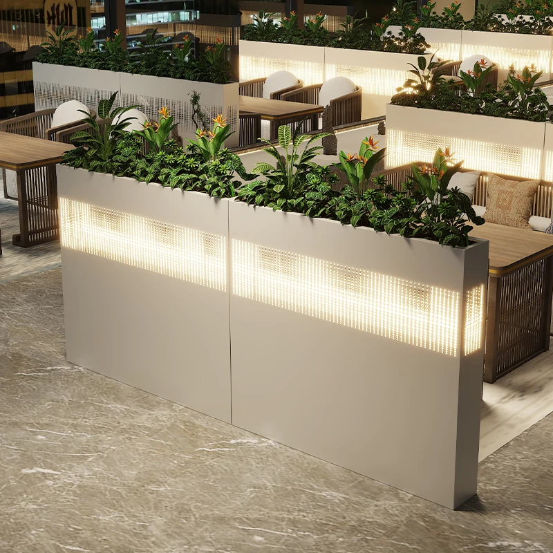 V*-Commercial Restaurant Booth Partition Iron Flower Box Customizable with Simple for Cafe Aisle Green Planting Rack