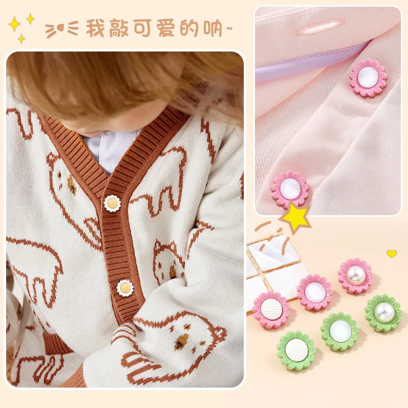 New Arrival Cartoon Baby Lovely Resin Flower Buttons For Kid Sweater Cardigan Coat DIY Sewing Needlework 18MM 6PCS/LOT KD3006