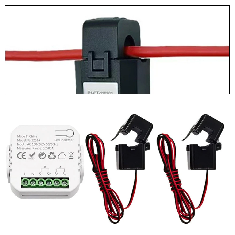 Energy Monitor For Tu-ya For ZigBee With CT Current Sensor Clamp Intelligent Bidirectional 1/2 Channel Meter