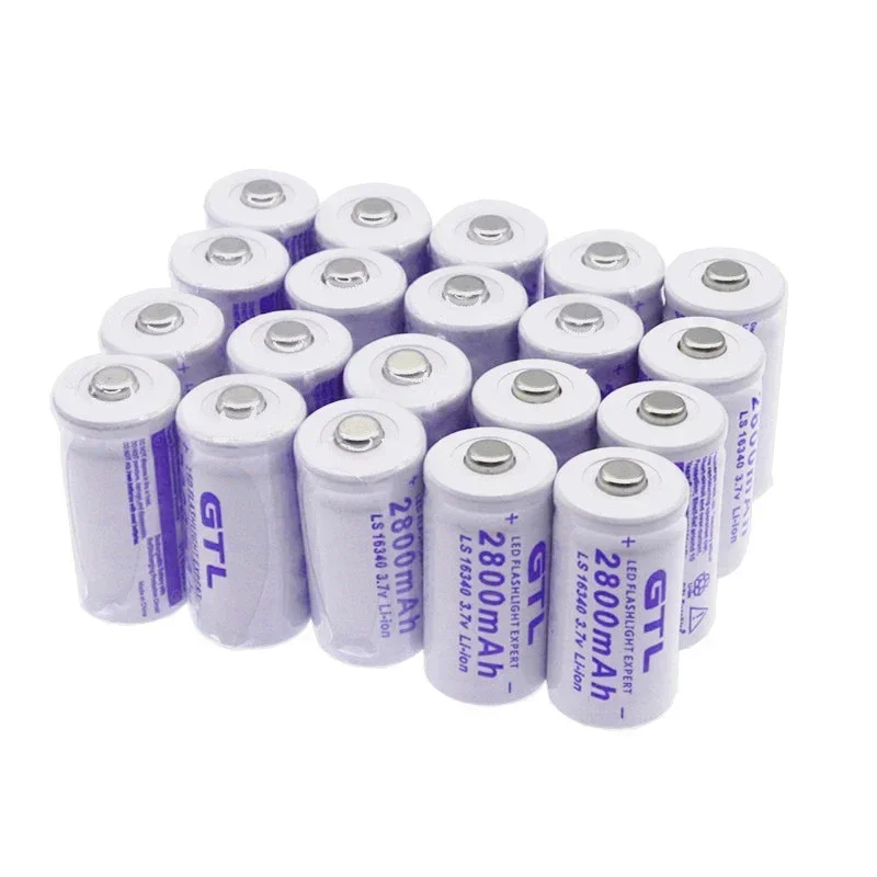 2022 High capacity 2800mAh Rechargeable 3.7V Li-ion 16340 Batteries CR123A Battery For LED Flashlight For 16340 CR123A Battery