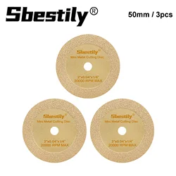 3pcs 50mm Diamond Saw Blade Mini Brazed Cutting Disc 2 Inch Cut-Off Wheel Rotary Tool for Metal Wood Glass Ceramic Grinding