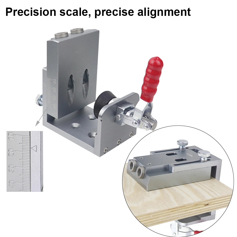 Precision Quick Inclined Hole Doweling Jig Kit Drilling Locator Puncher Tools Aluminum Alloy Drill Guide Locator for Woodworking