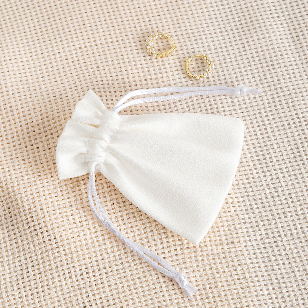 10pcs Navy Flannel Jewelry Packaging Bags, Gift Drawstring Pouches