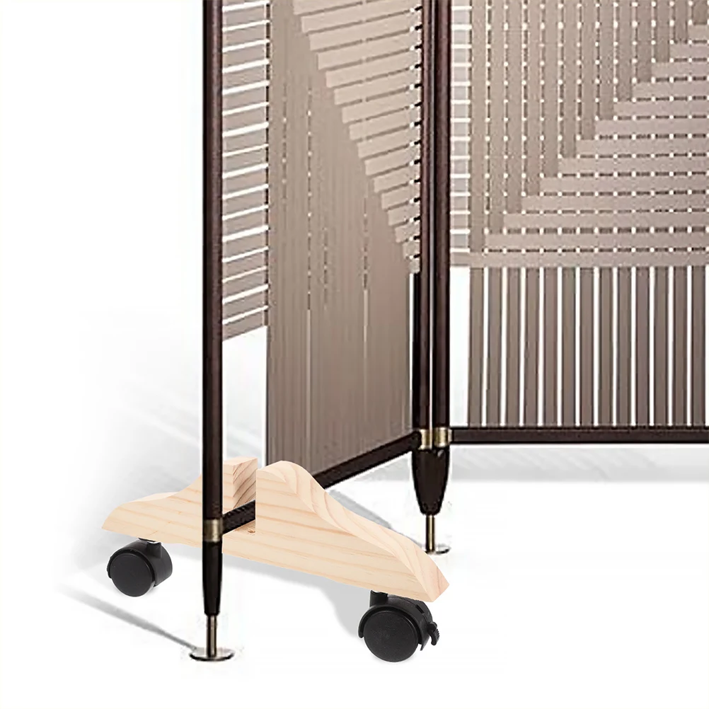 

2 Pcs Office Partition Screen Base Folding Wood Movable Bracket Wheel Portable and Freestanding