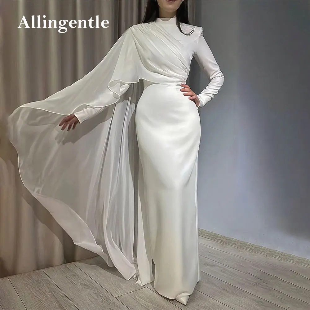 

Arabic Hig Neck Elegant Evening Dresses Floor-Length Long Sleeves Modest Formal Wedding Party Gown for Special Events Customized