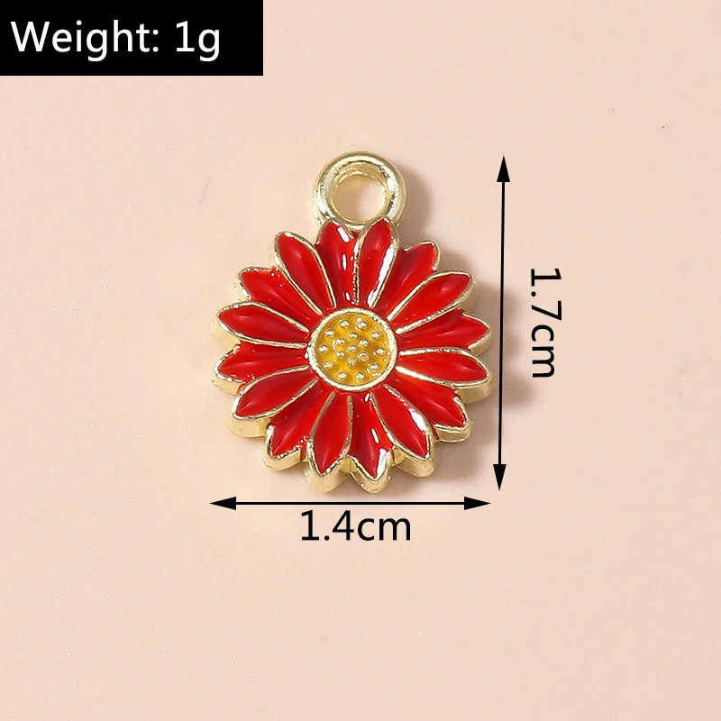 10 Stück 14 x 17 mm niedliche Emaille-Blumen-Anhänger für die Schmuckherstellung, Halsketten, Ohrringe, Armbänder, DIY, handgefertigtes Kunsthandwerk, Zubehör – Detail 1