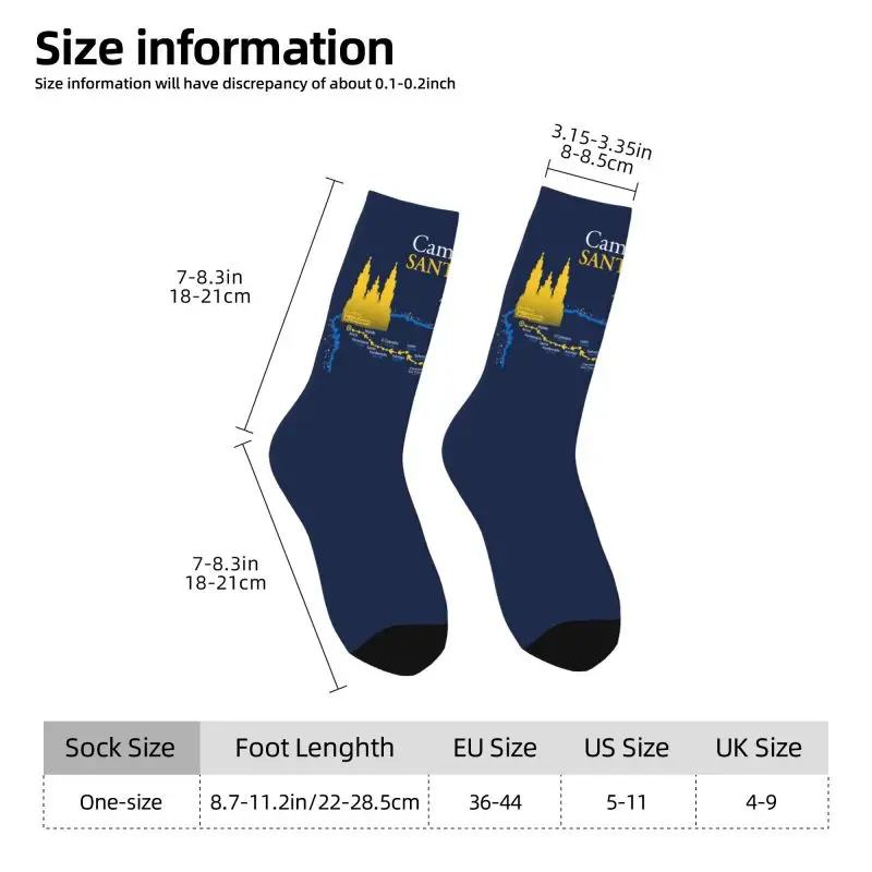 Custom Fashion Camino De Santiago Map Socks Women Men Warm 3D Printing Basketball Sports Socks