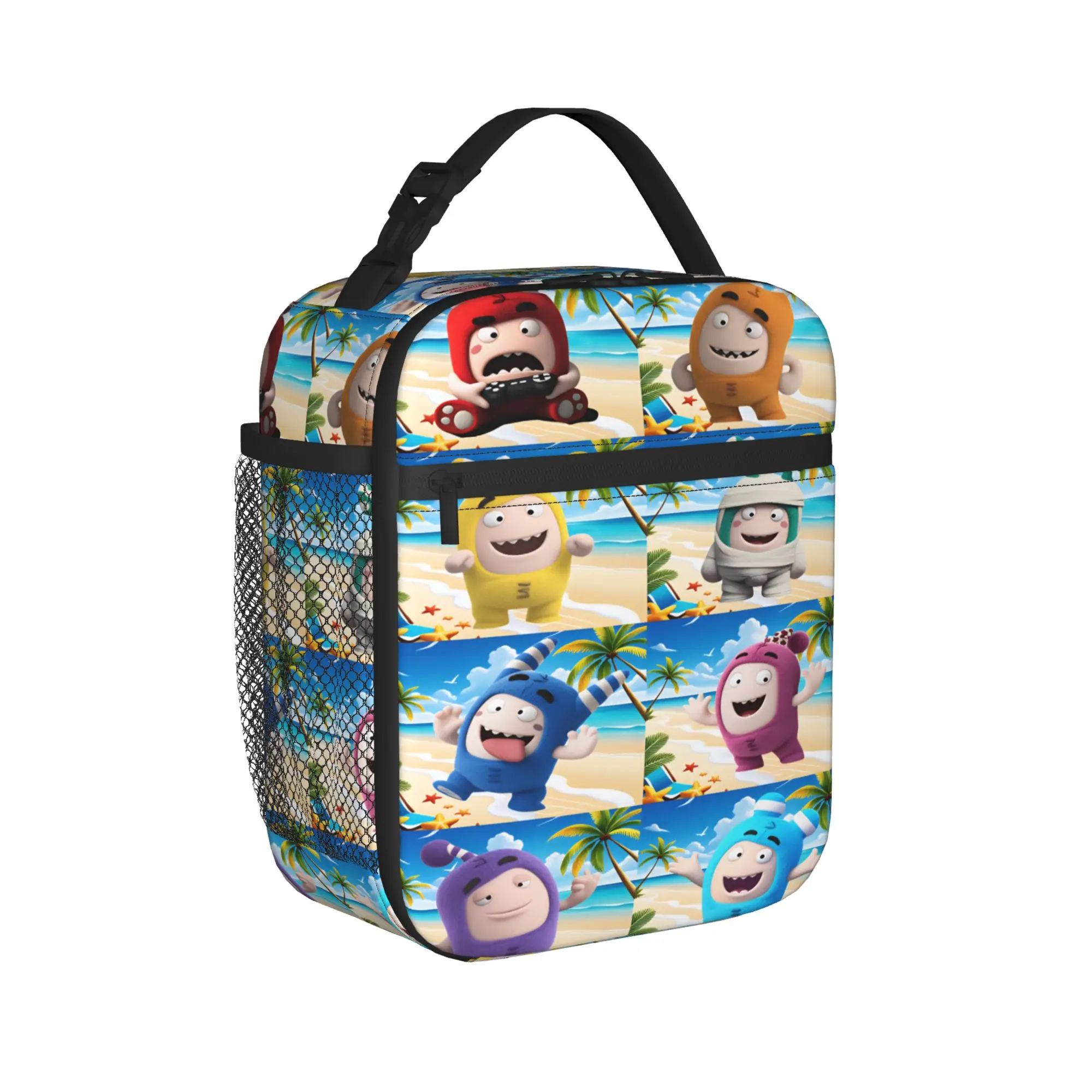 Bolsa de almuerzo con dibujos animados Oddbodes, caja de almuerzo divertida, bolsa térmica portátil para pícnic al aire libre, bolsos para mujer, bolsa térmica con estampado impermeable