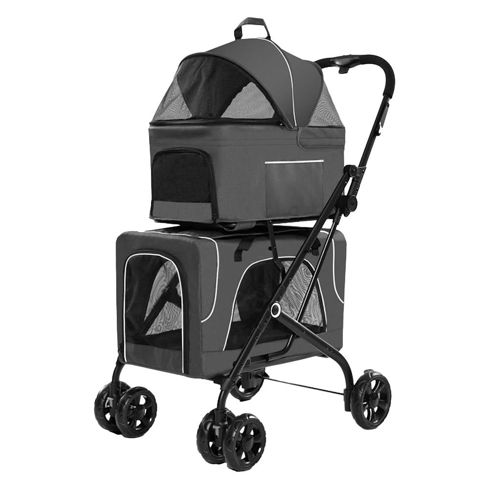 New Arrival Foldable Luxury Small Medium Animals Oxford Fabric Push Trolley Carrier Travel Carriage Pet Stroller