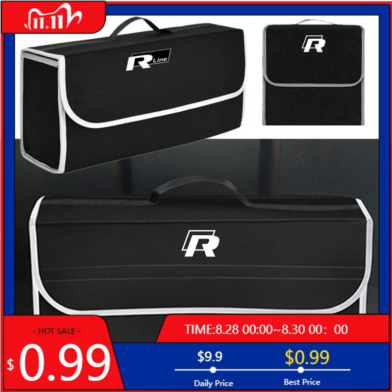 

VW GTI GOLF 2026 Горячий для VW VOLKSWAGEN Органайзер для багажника автомобиля, сетчатый карман, держатель для сумки, мягкий шерстяной фетровый ящик для хранения, грузовой инструмент