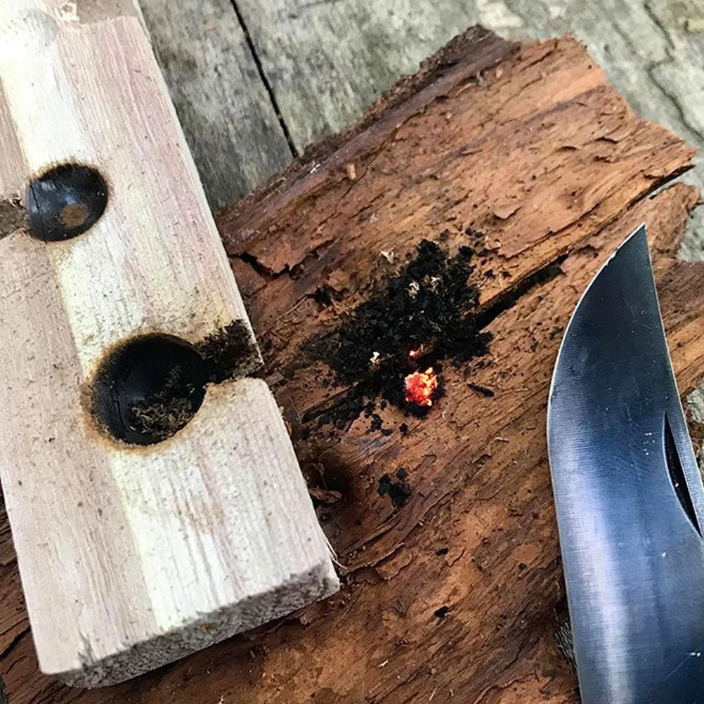 مجموعة واحدة من معدات حريق التخييم، مجموعة أدوات تشغيل خشبية، علامة حريق الاحتكاك للبقاء على قيد الحياة البرية، سهلة الاستخدام للمغامرة الخارجية المزدوجة #5