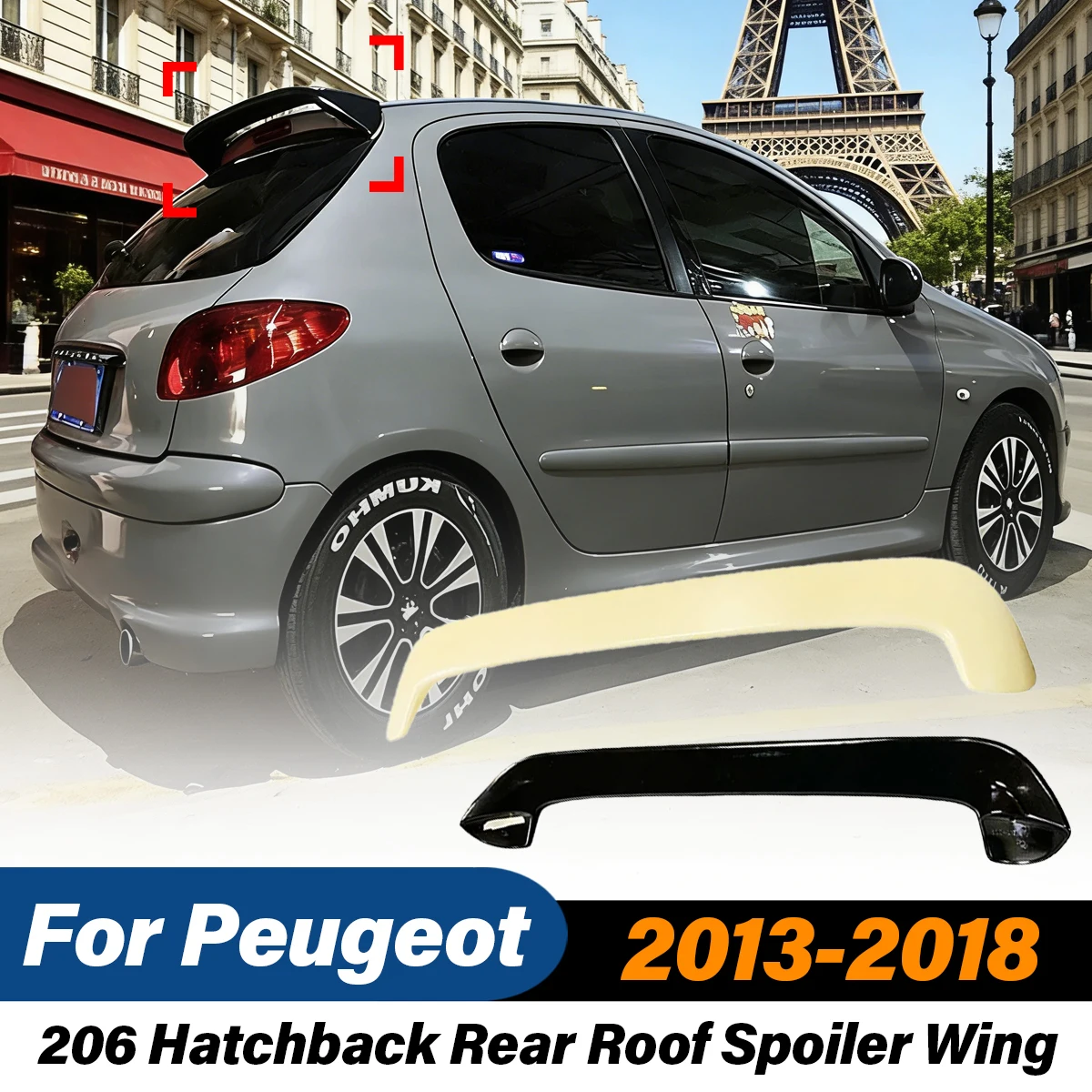 

For Peugeot 206 Hatchback 2013 2014 2015 2016 2017 2018 Rear Roof Spoiler Fixed Wing ABS Plastic Exterior Car Tuning Accessories