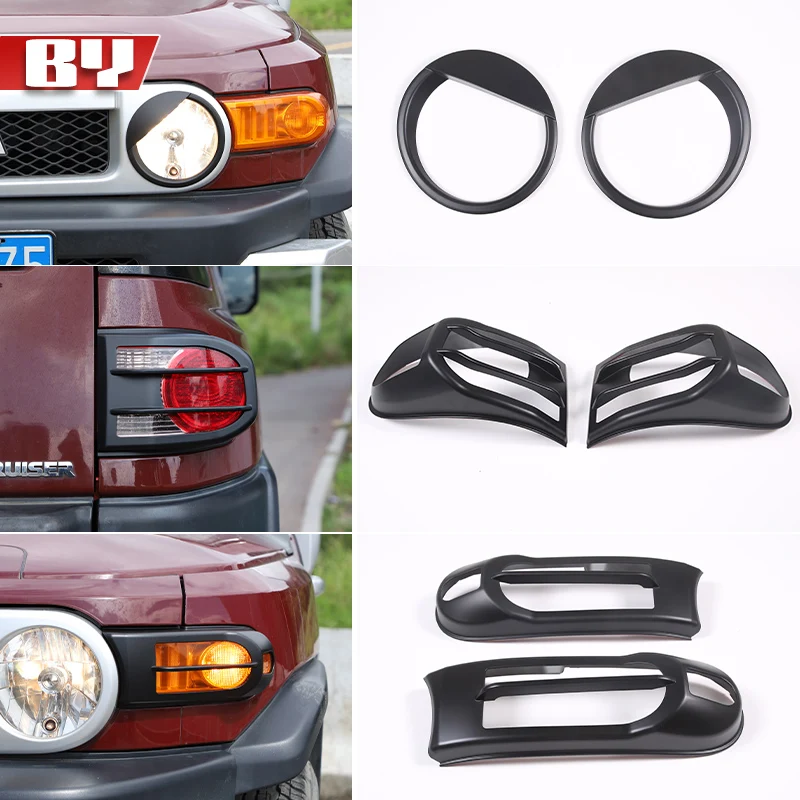 

ABS Black Car Lamp Hoods Headlight Rear Tail Light Cover Decoration Stickers For Toyota FJ Cruiser 2007-2021 Car Accessories