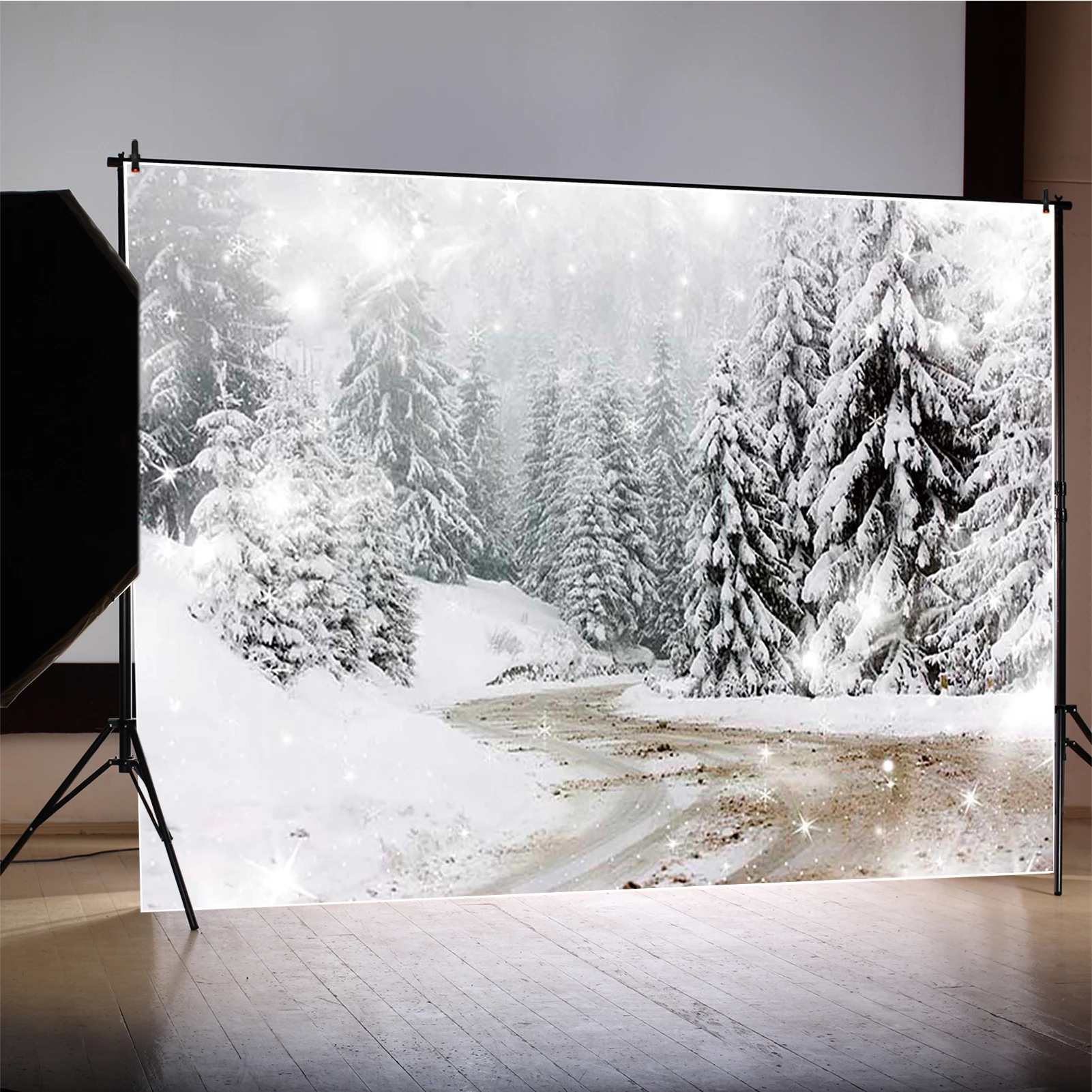 MOON.QG Hutan Salju Pinus Foto Latar Belakang Fotografi Latar Belakang Baby Shower Foto Wallpaper Photobooth Alat Peraga Pemotretan Dinding Rumah