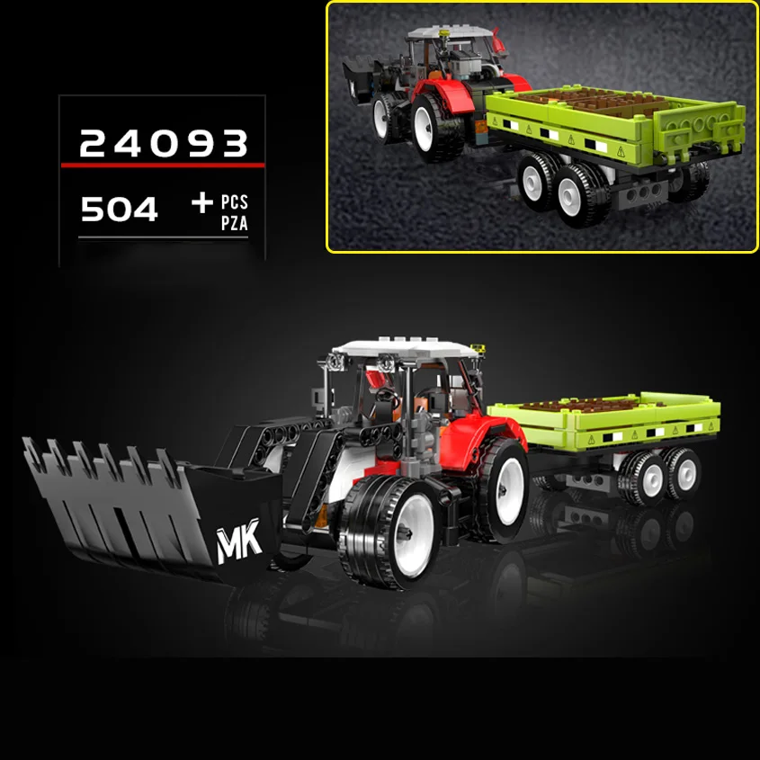 24093 مقطورة زراعية/محمل سيارة MOC بنة سلسلة مركبات زراعية 504 قطعة تجميع السيارات المجنزرة نموذج الطوب اللعب هدية #3