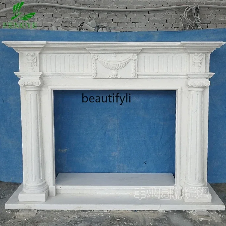 A95 Spot marble fireplace white marble carving simple American fireplace rack