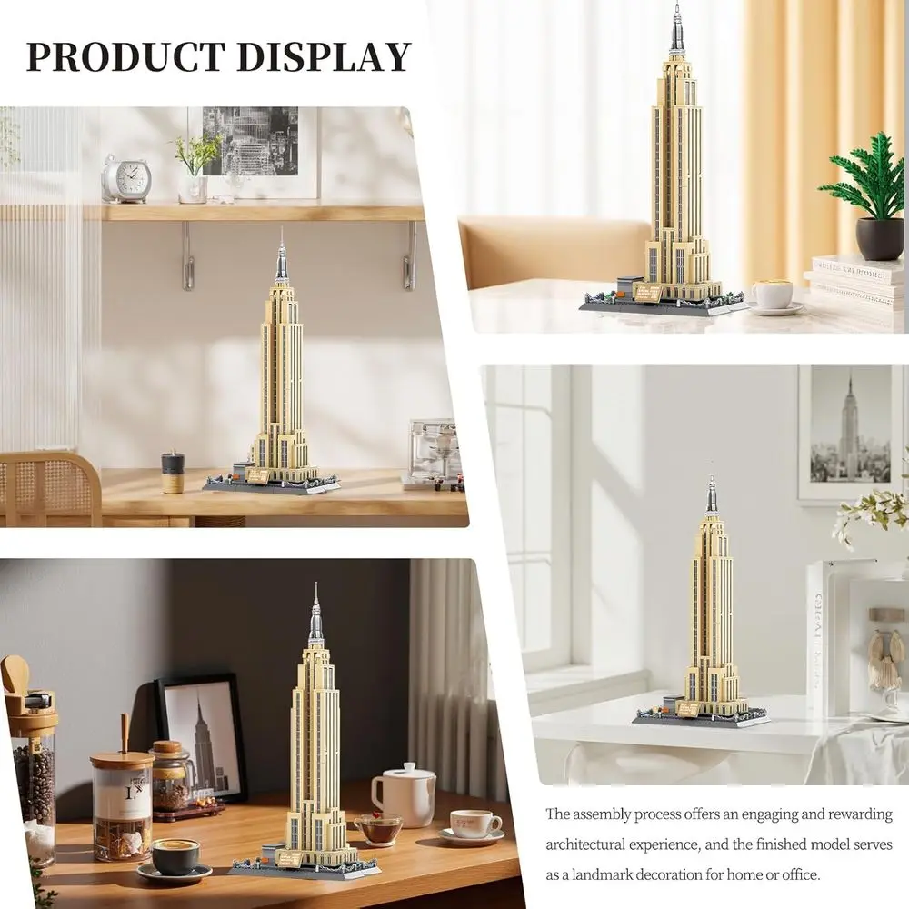 New York City Skyline Empire State Building Architecture Set, 1559 Pieces, Landmark Model Kit for Adults, Kids, and Teens