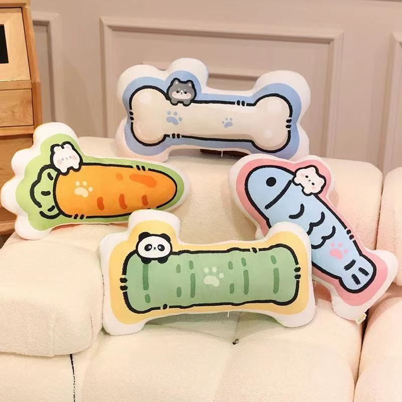 

50cm Cute Cartoon Soft Fish Throw Pillow Plush Toy Carrot Bamboo Bone Sofa Cushion Doll a Birthday Christmas Gift for Child