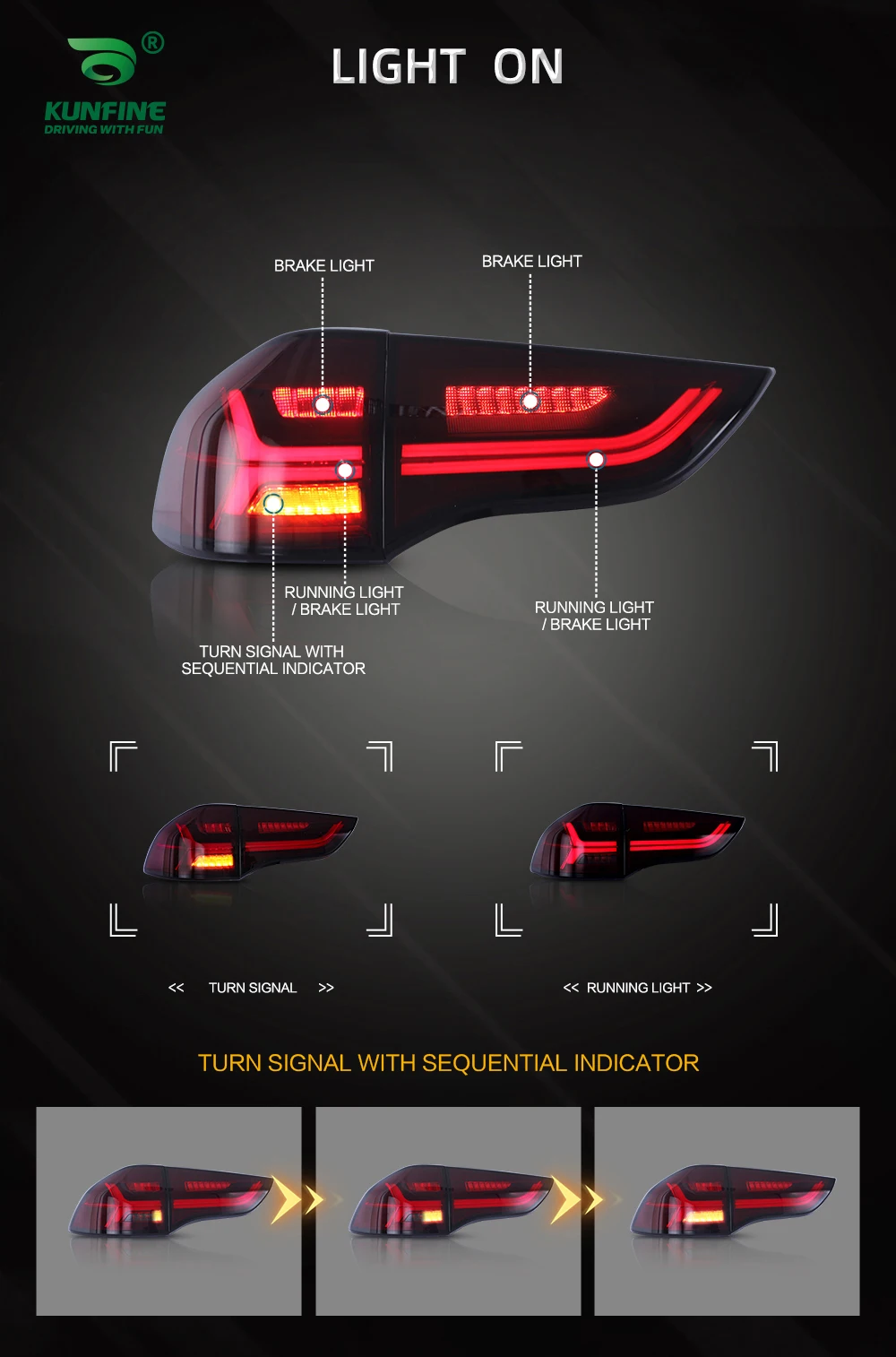 Car Tail Light Assembly For Mitsubishi Pajero 2011 Brake Light With Turning Signal Light Car led Tail light 