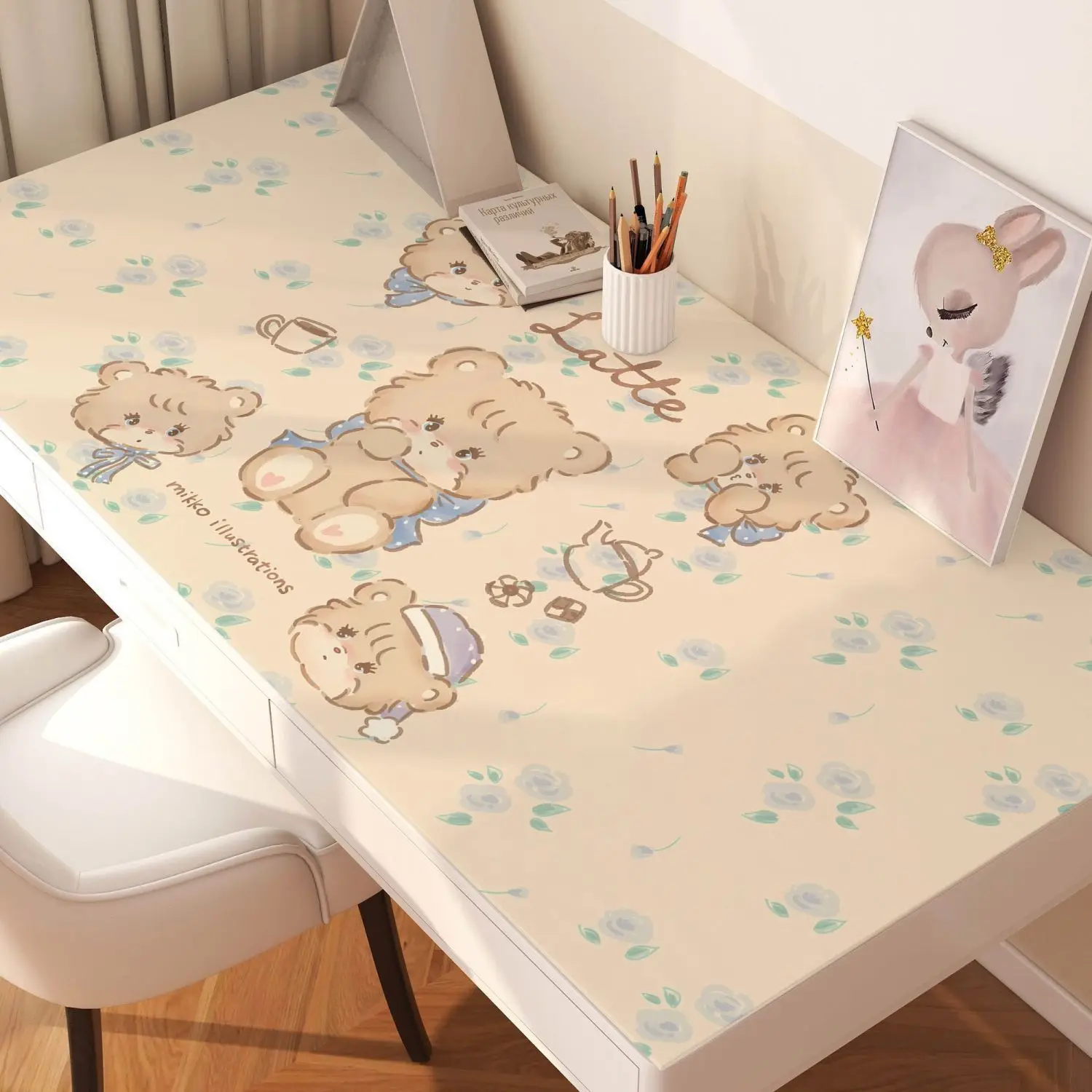 

Mikko Desk Mat Girls Home Room Decoration Coffee Table Mat Oil & Heat Resistant Cute Cartoon Desk Pad Non-slip Table Protector