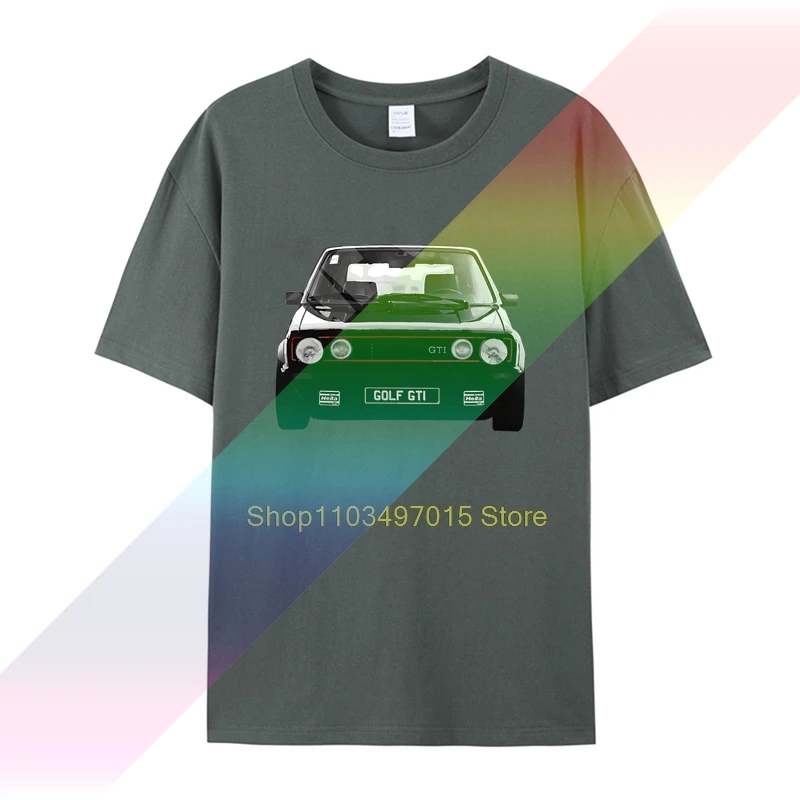 Front Facing Black Golf Gti Mk1 Mens White printed T shirt 100% Cotton