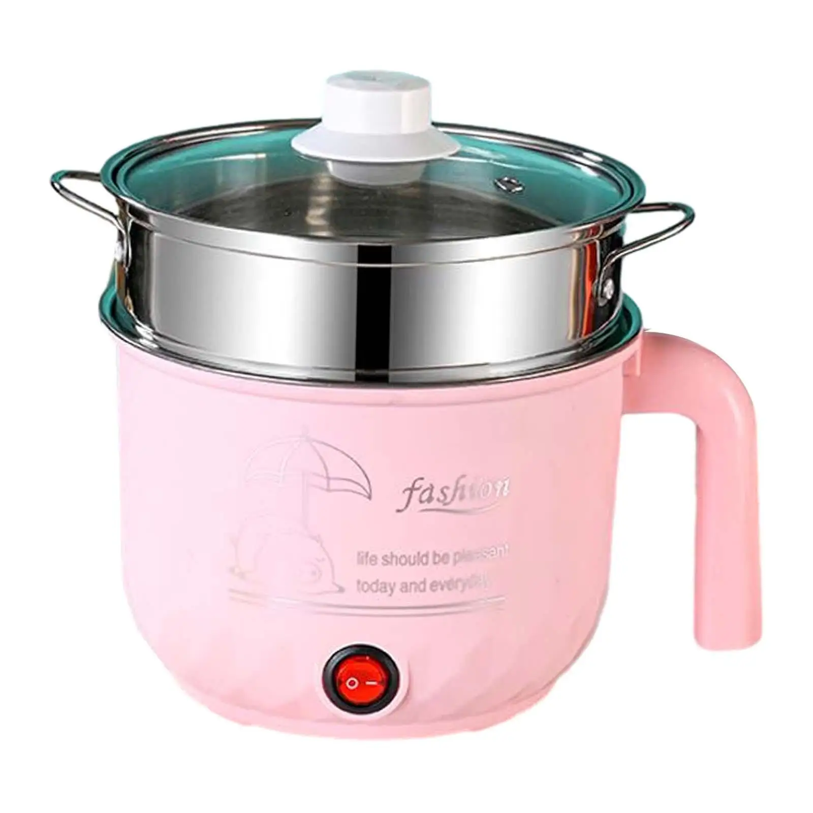 Electric Cooker Nonstick Small Electric Cooker Stainless Steel Visible Lid Soup Steamer for Noodles Pasta Dumpling Eggs