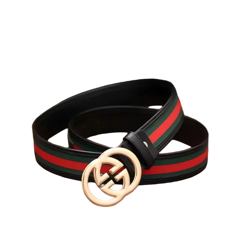 2026New Fashion Men's Belt with Red and Green Fabric Letter Fashion Versatile Casual Denim Pants Smooth Buckle Casual Pants Belt