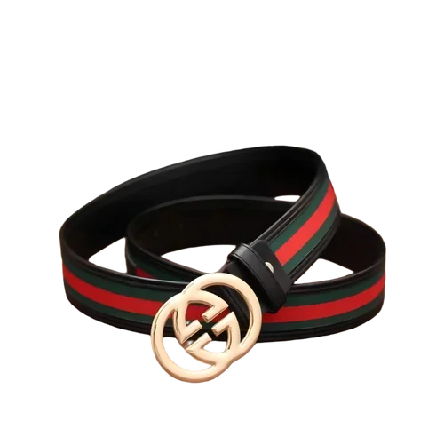 Imagen 2 del producto 2026New cinturón de moda para hombres con letras de tela roja y verde moda versátil pantalones vaqueros casuales hebilla suave pantalones casuales cinturón